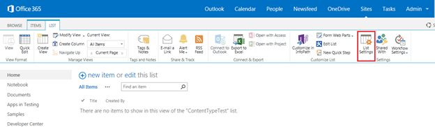 List Settings in SharePoint